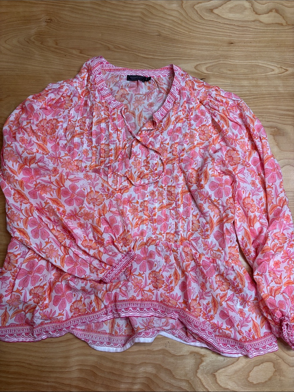 Vineyard Vines Pink & Orange Floral Peasant Blouse